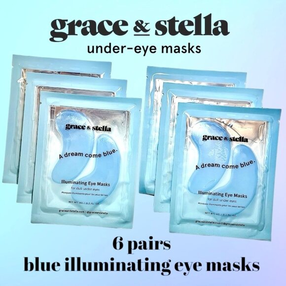 ➡️ 2/$25 ⬅️ Grace & Stella—Blue 💎Illuminating💎 Eye Masks—6 Pairs *New* - Picture 1 of 10